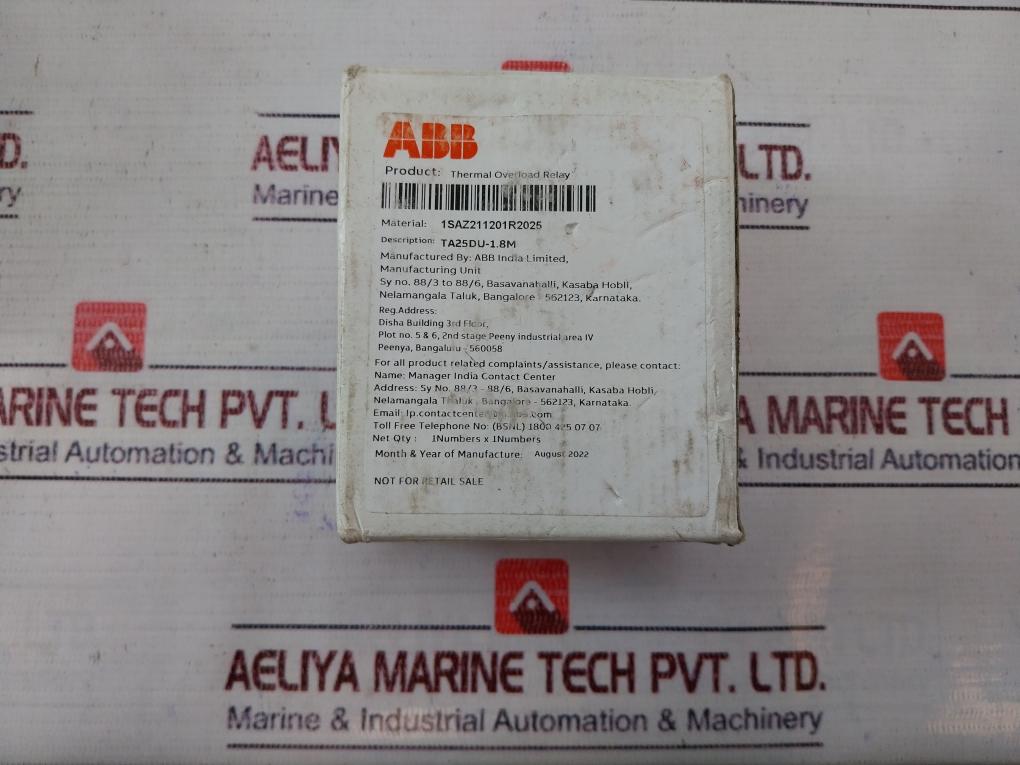 Abb Ta25Du-1.8M Thermal Overload Relay 1.3-1.8A