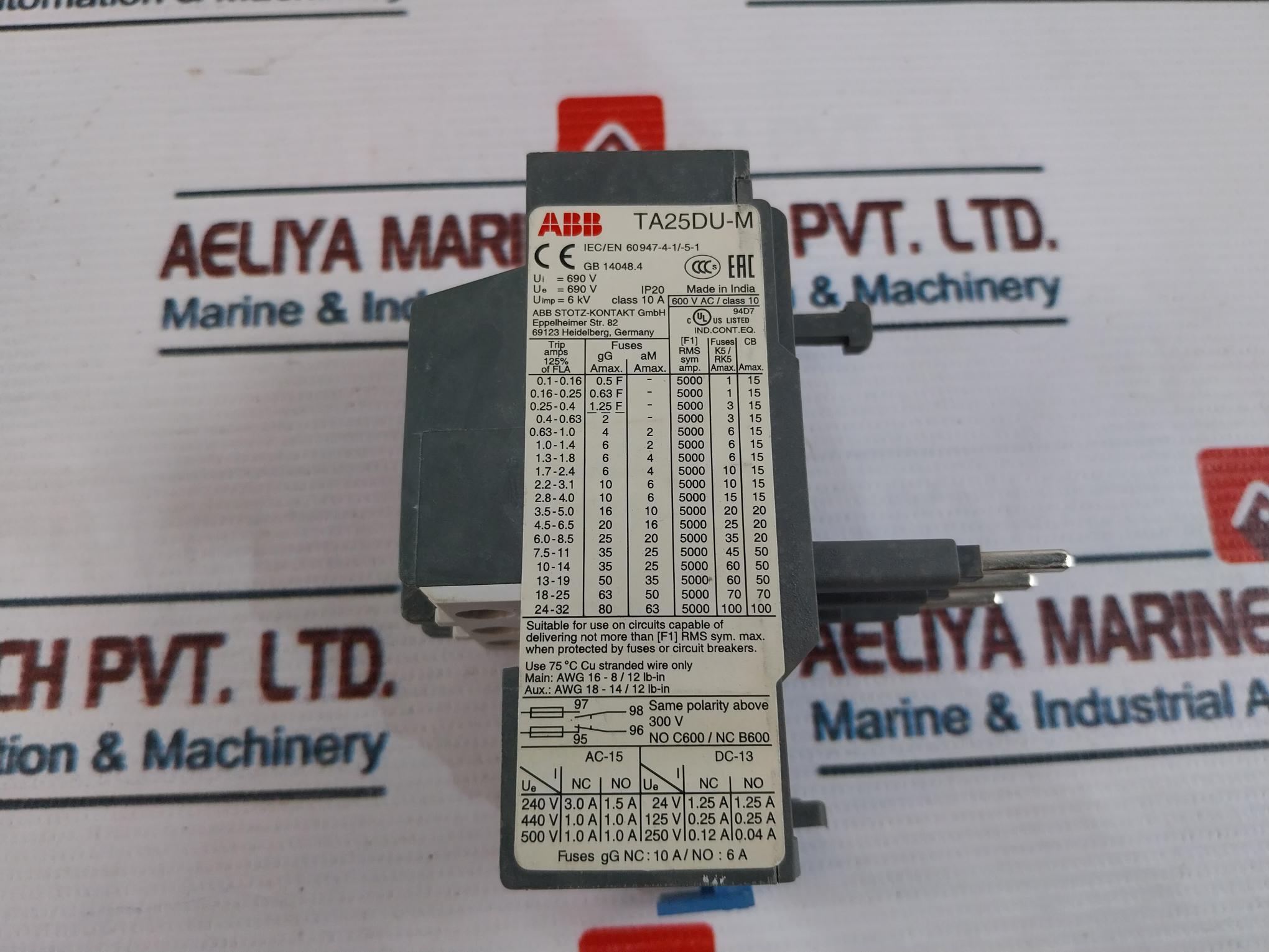 Abb Ta25Du-5.0M Thermal Overload Relay 3.5-5A 690V 6Kv