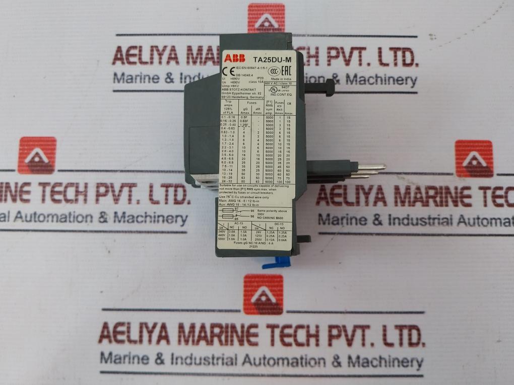 Abb Ta25Du-m Thermal Overload Relay 600V Ac/Class 10