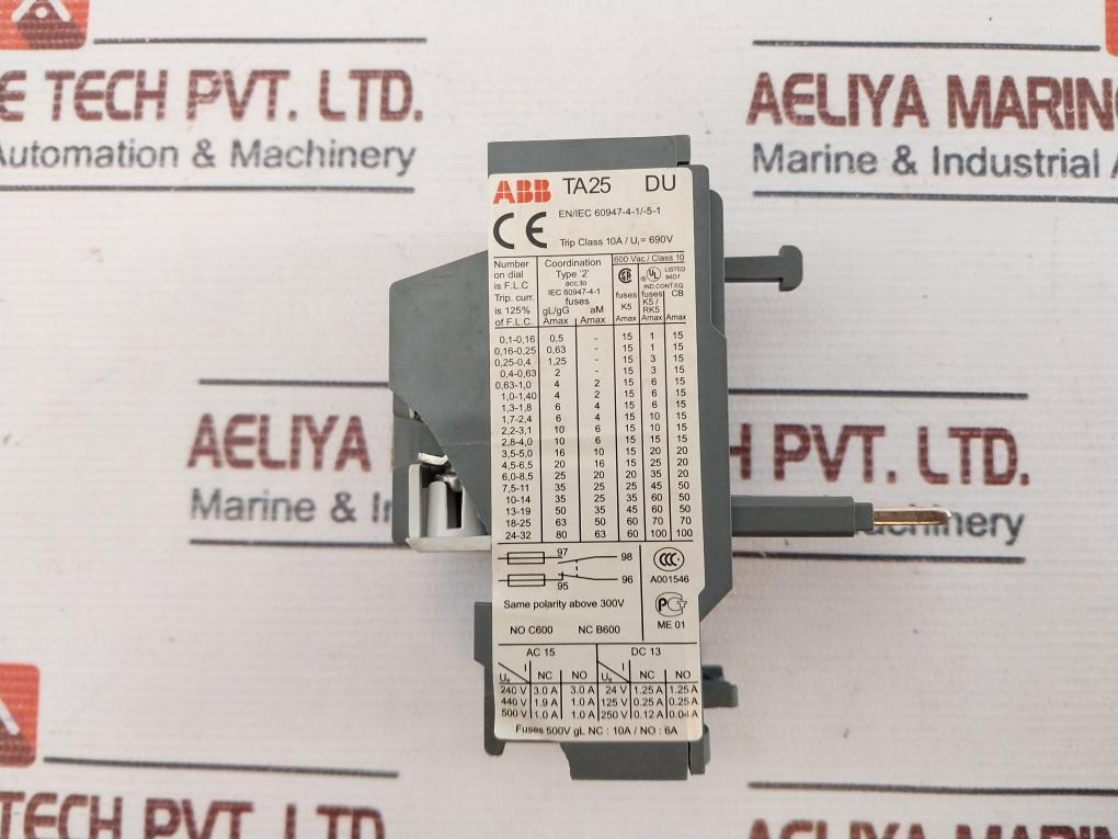 Abb Ta25 Du Plc Thermal Overload Relay 690V 4.5-6.5A