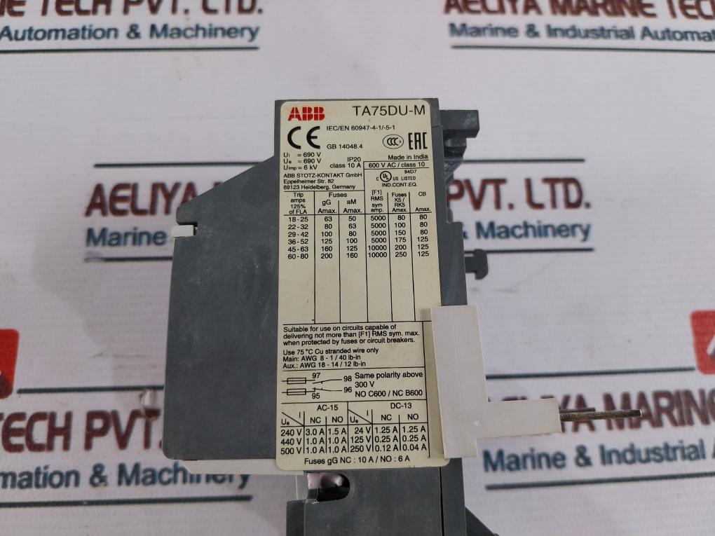 ABB TA75DU-63M Thermal Overload Relay ip20