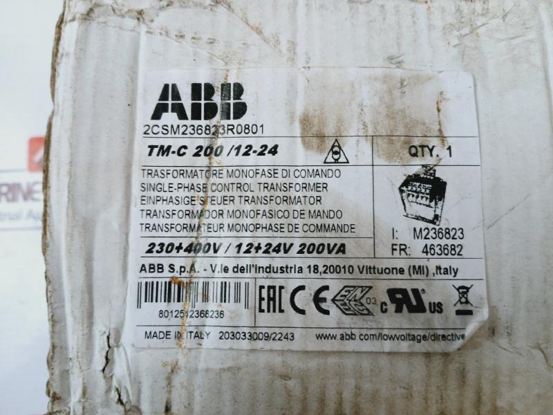 Abb Tm-c 200/12-24 2csm236823r0801 Single Phase Control Transformer 230-400v