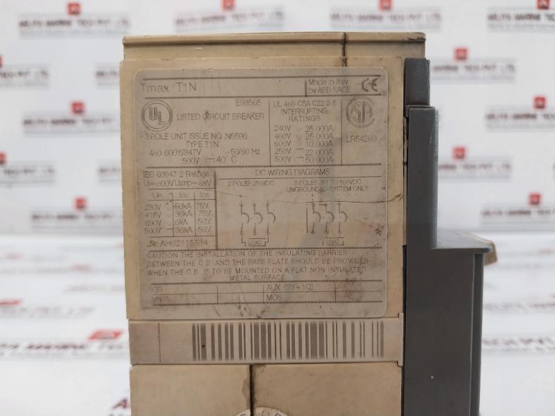 Abb Tmax T1N 3 Pole Circuit Breaker Unit 800V Iec 60947-2 Ah02115334 8Kv