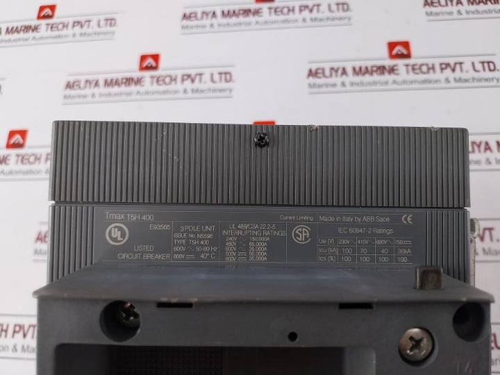 Abb Tmax T5H 400 3 Pole Circuit Breaker, 600V, 240V 150Ka, 480V 65Ka