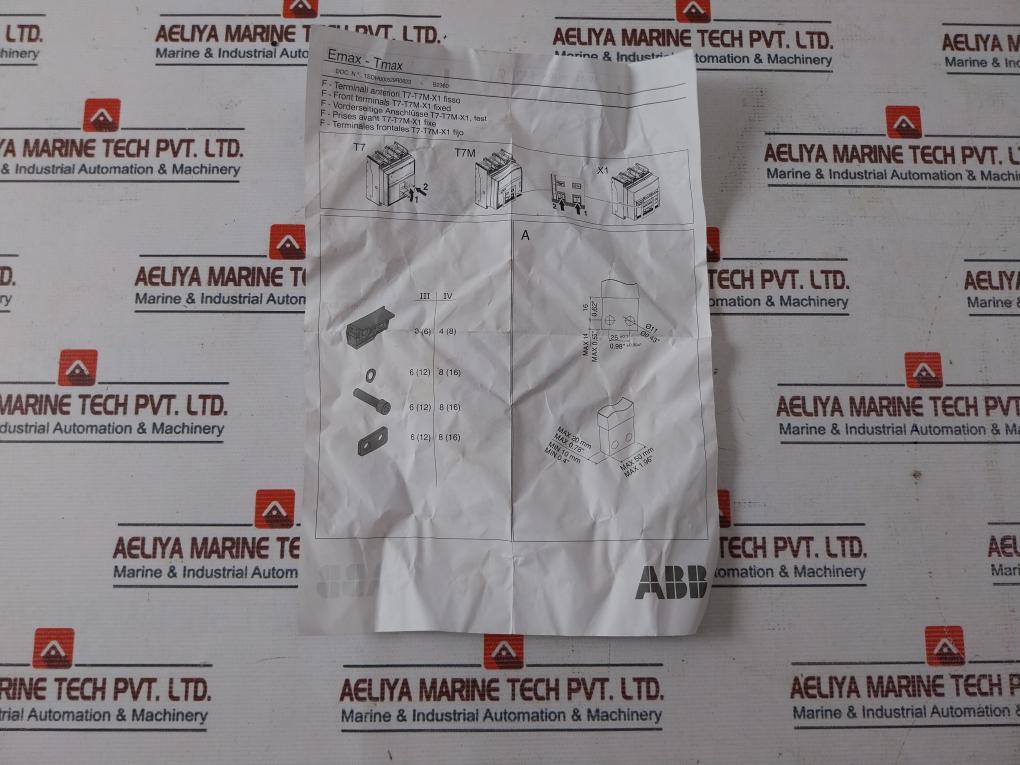 Abb Tmax T7S 1250 Circuit Breaker Iec 60947-2 Ra6708801 1Sda085117R1