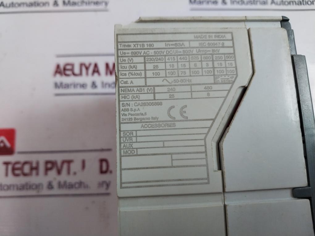 Abb Tmax Xt1b 160 Tmd 16-450 3p F F 3-pole Fixed Circuit Breaker