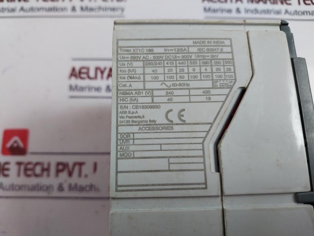 Abb Tmax Xt1c 160 Tmd 100-1000 3p Ff Fixed 3-pole Circuit Breaker