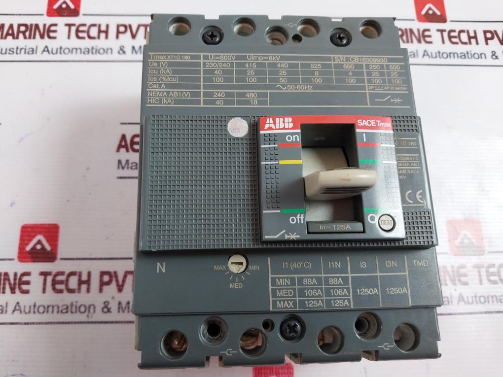 Abb Tmax Xt1c 160 Tmd 100-1000 3p Ff Fixed 3-pole Circuit Breaker