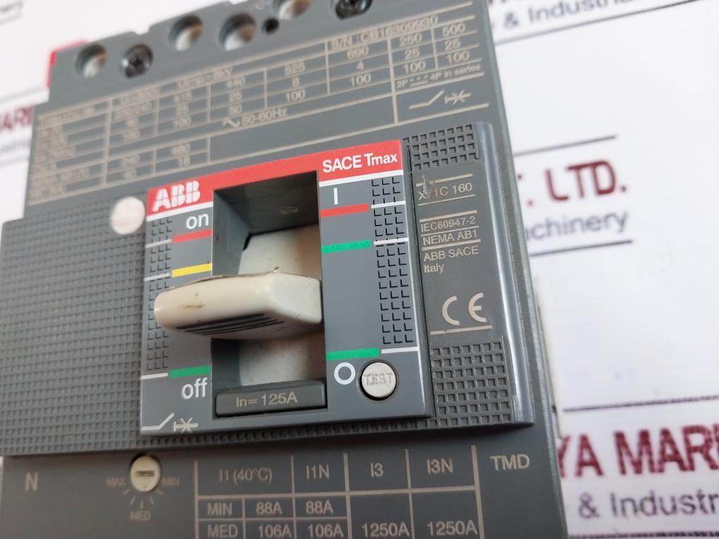 Abb Tmax Xt1c 160 Tmd 100-1000 3p Ff Fixed 3-pole Circuit Breaker