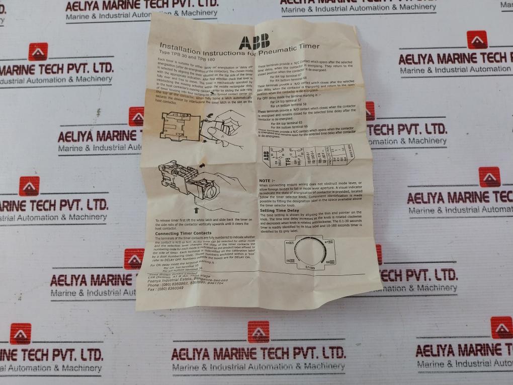 Abb Tpb 180 Pneumatic Timer Block 10A 660V Ac