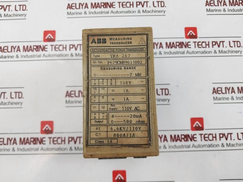 Abb Tra 267 Measuring Transducer 110V Ac 0…500 Ohm 800A/1A