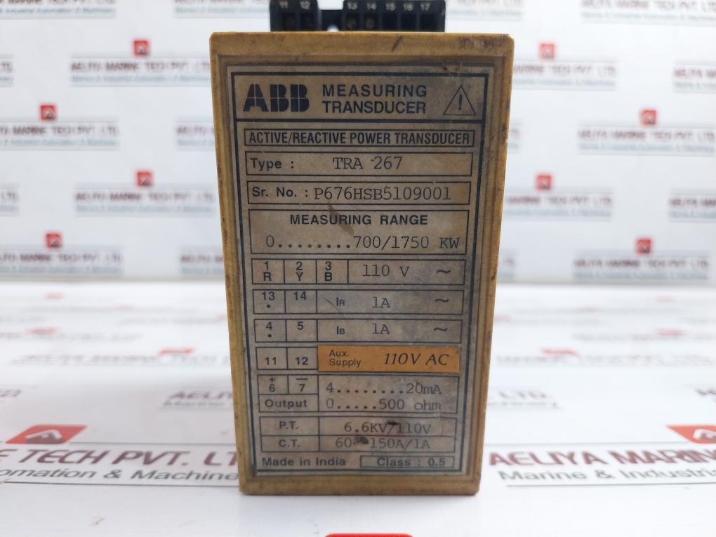 Abb Tra 267 Measuring Transducer, Active/Reactive Power, 110V Ac, 4-20Ma Output
