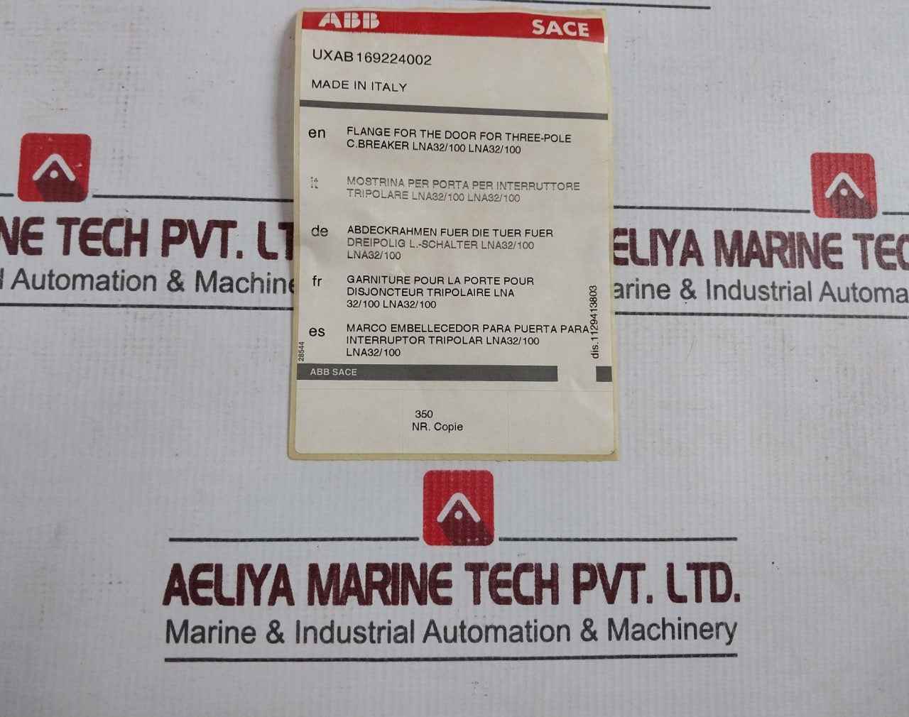 Abb Uxab 169224002 Flange F/ The Door F/ 3-pole C. Breaker Lna32/100