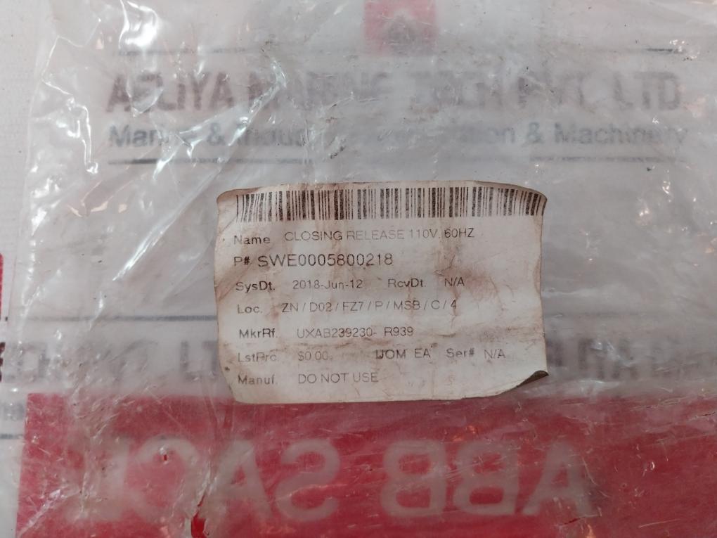 Abb Uxab239230-r939 Under Voltage Release 100-115V 50-60Hz