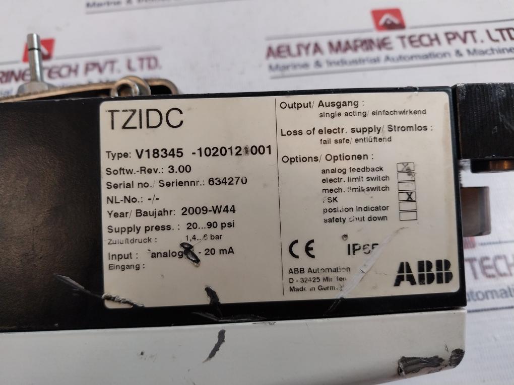 Abb V18345-1020121001 Electro-pneumatic Positioner