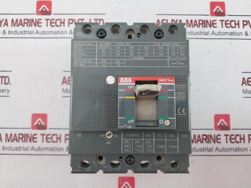 Abb Xt1c 160 Sace Tmax Circuit Breaker Fixed Three Pole