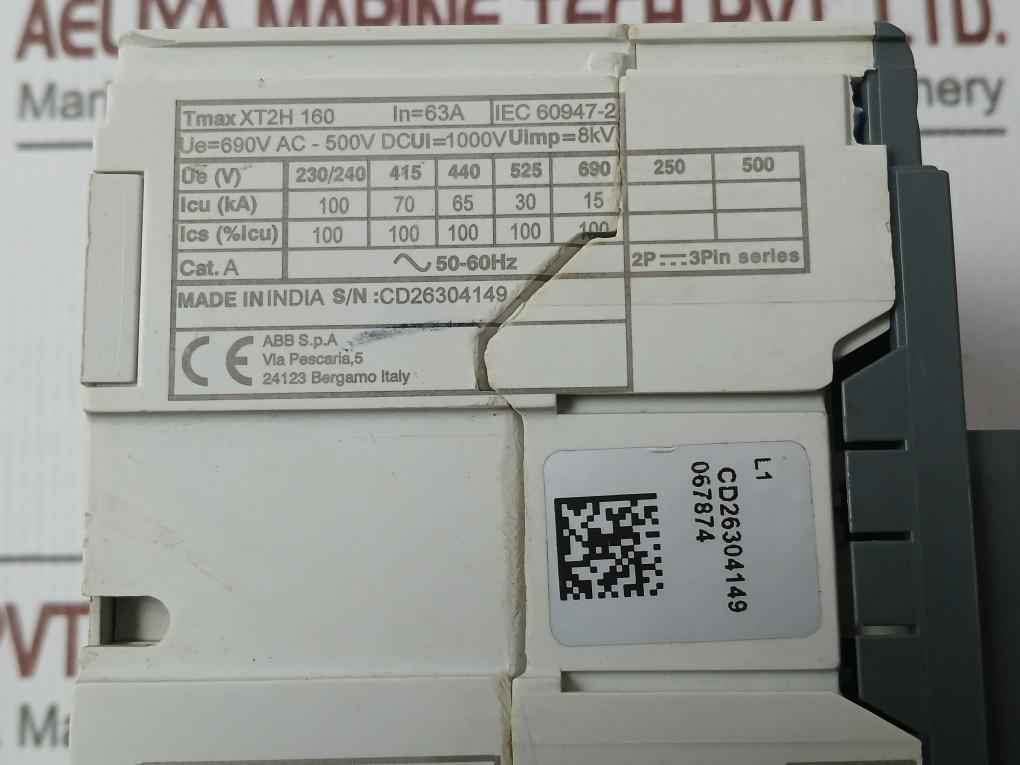 Abb Xt2H 160 Sace Tmax Xt2H 160 Industrial Fixed Front Terminals Circuit  Breaker