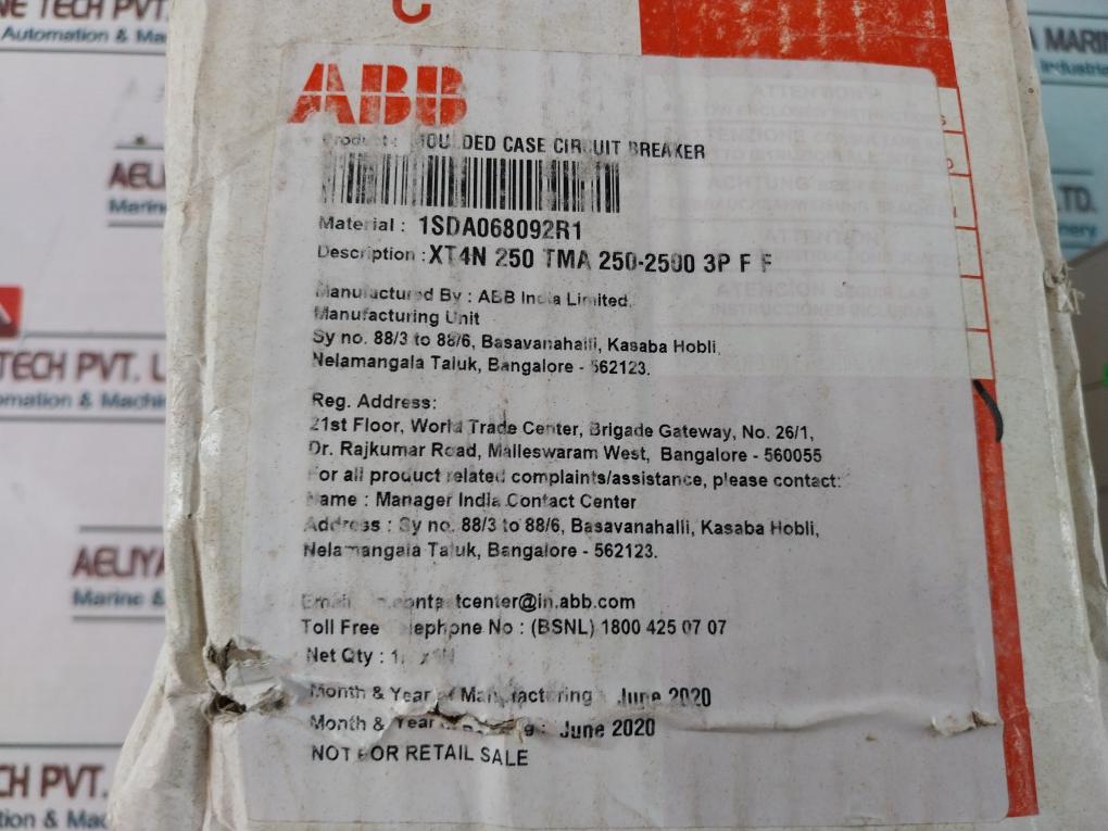 Abb Xt4N 250 Moulded Case Circuit Breaker