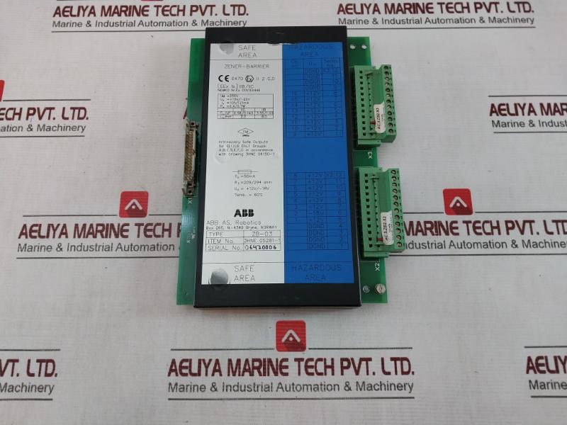 Abb Zb-03 Zener Barrier Control Board 250V 105/121Ma 0.4/0.7W