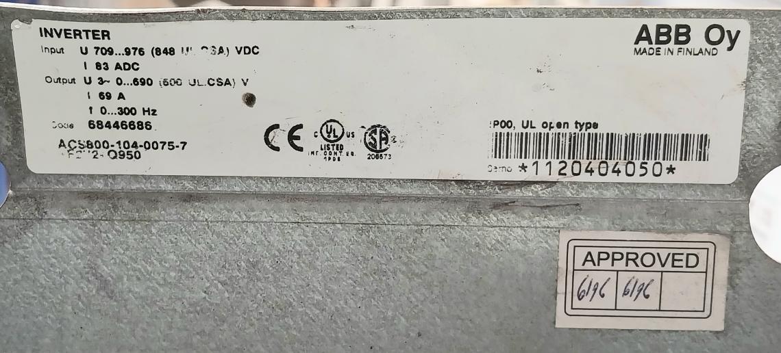 Abb Acs800-104-0075-7+F272+Q950 Inverter Tae50-40 Agps-21 12-32Vdc
