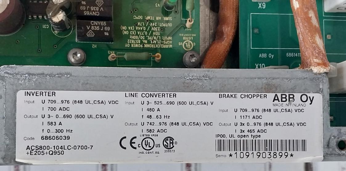 Abb Acs800-104Lc-0700-7+E205+Q950 Inverter Drive Module 68606039 709-976 Vdc..