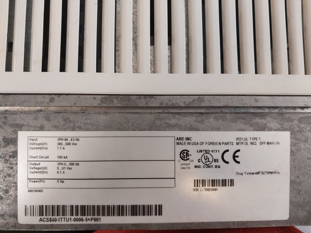 Abb Acs800-ittu1-0006-5+P901 Control Panel Drive