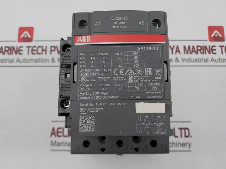 Abb Af116-30 Contactor V1-18123 100-250V 50/60Hz 5Ma-24Vdc