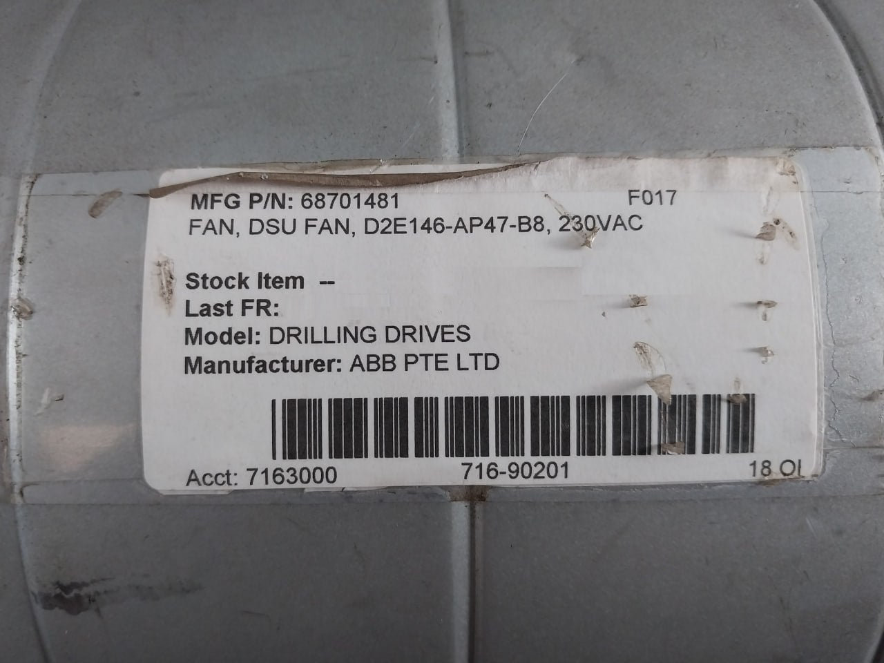 Abb D2E146-ap47-b8 Centrifugal Cooling Fan 230Vac