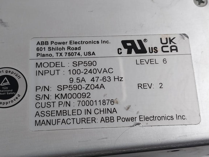 Abb Sp590 Power Supply Level 6 100-240Vac 9.5A 47-63Hz Rev 2