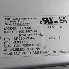 Abb Sp590 Power Supply Level 6 100-240Vac 9.5A 47-63Hz Rev 2