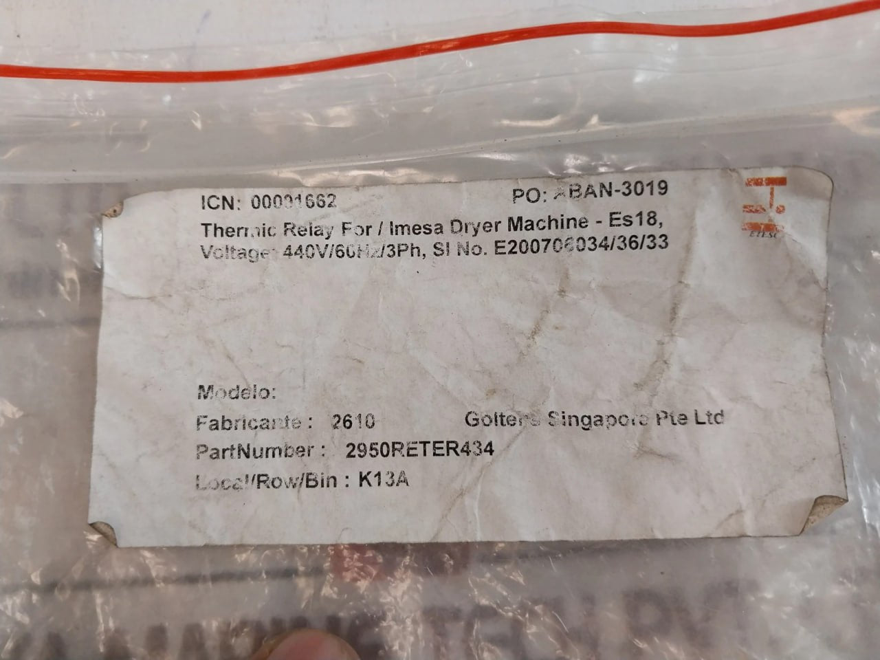 Abb T7Du Thermal Overload Relay 2950 Reter434 690V 10A