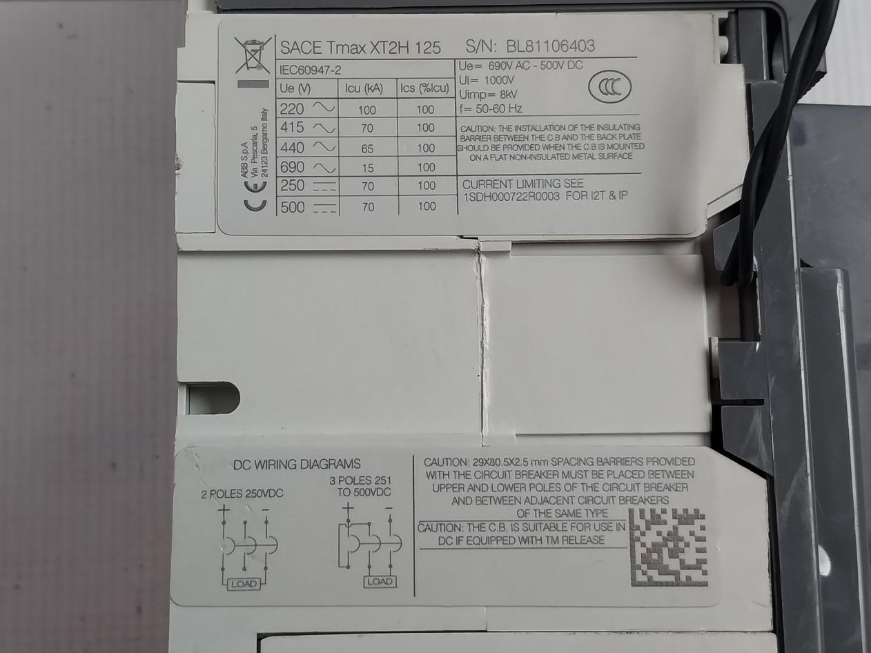 Abb Xt2H 125 Circuit Breaker Trip Unit Iec6094-2 8Hx0110306800000