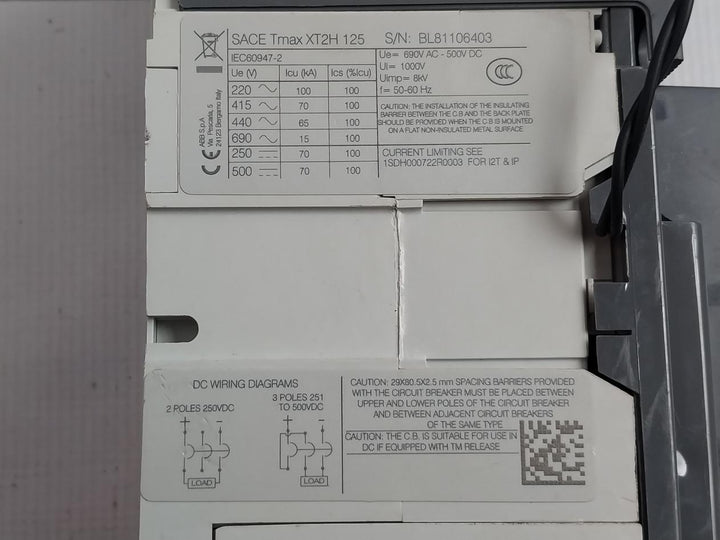 Abb Xt2H 125 Circuit Breaker Trip Unit Iec6094-2 8Hx0110306800000
