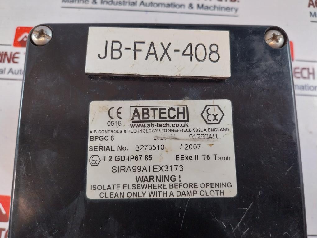 Abtech Bpgc 6 Electrical Enclosure Sira99Atex3173