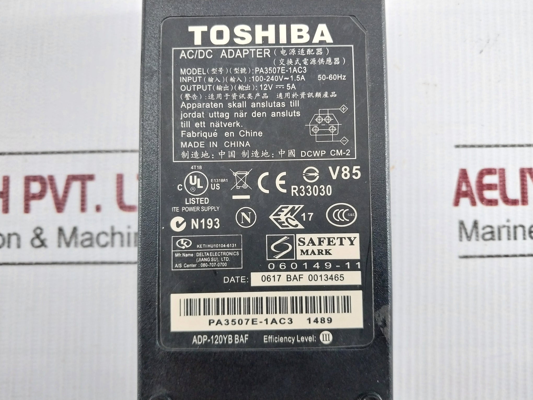 Ac/Dc Adapter Output-12V-5A Toshiba Pa3507E-1Ac3