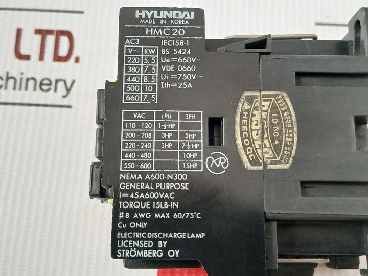 Ac Magnetic Contactor Hmc 20 W 10 Ac Hyundai 220V/20A