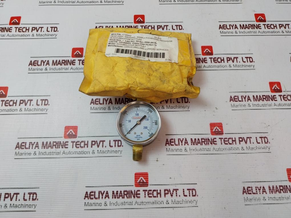 Accumulators Ansi-b40.1 Pressure Gauge 0-3000 Psi 17-00002