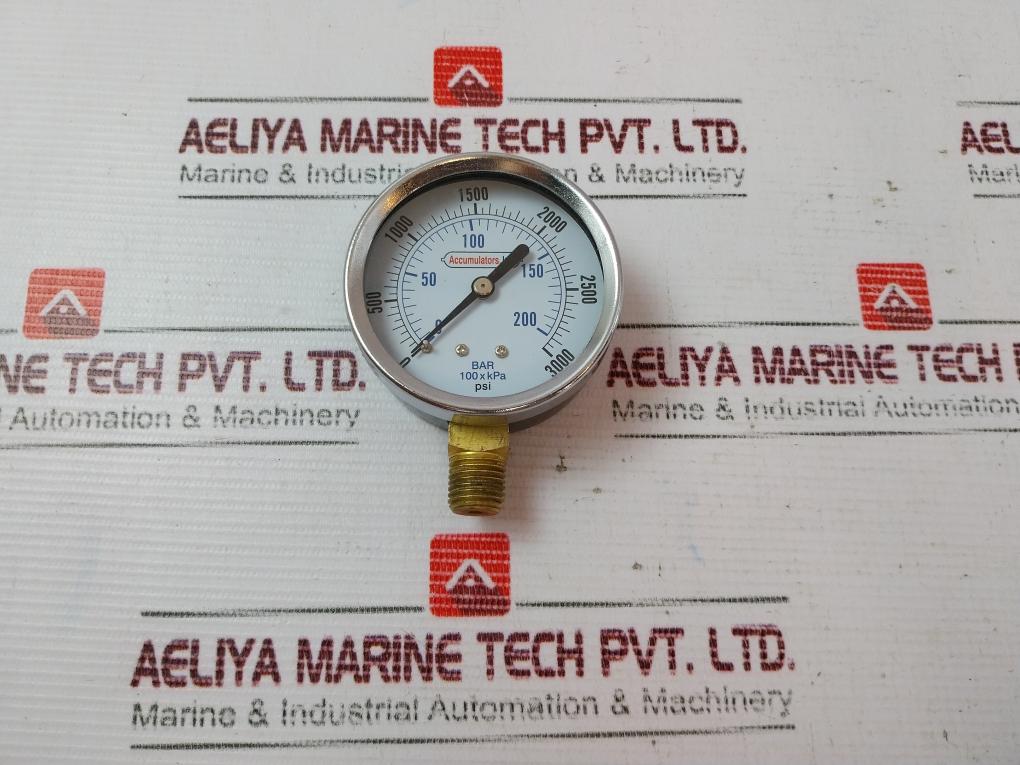Accumulators ANSI-B40.1 Pressure Gauge 0-3000 PSI 17-00002