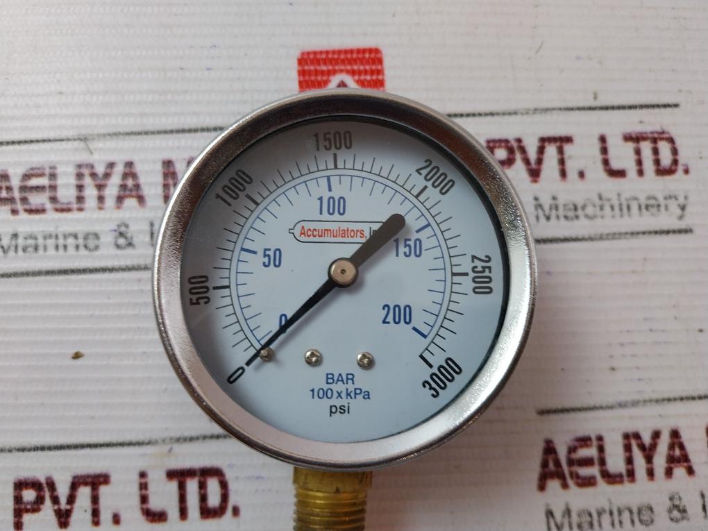 Accumulators Ansi-b40.1 Pressure Gauge 0-3000 Psi 17-00002