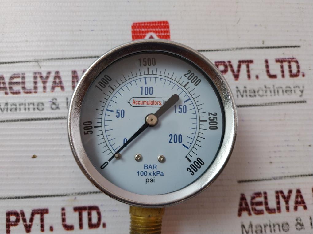 Accumulators ANSI-B40.1 Pressure Gauge 0-3000 PSI 17-00002