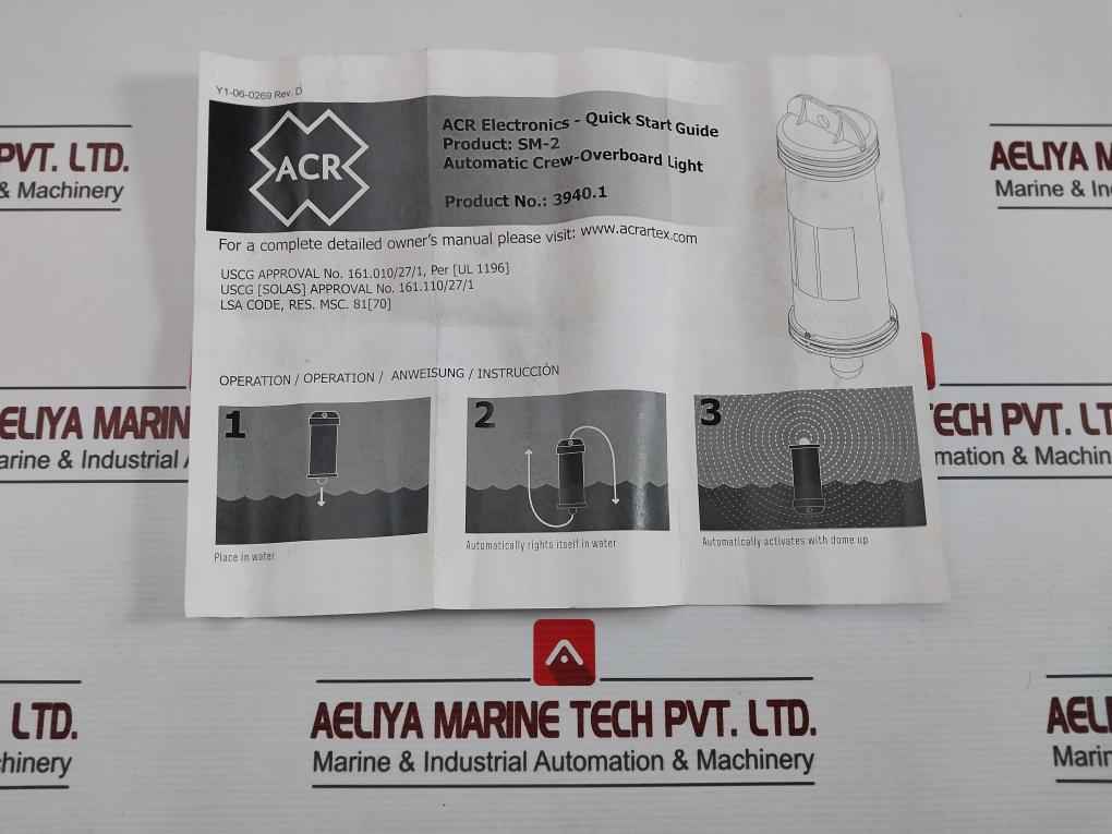 Acr 3940.1 Strobing Crew Overboard Marker Light Rev. D A1-26-0582