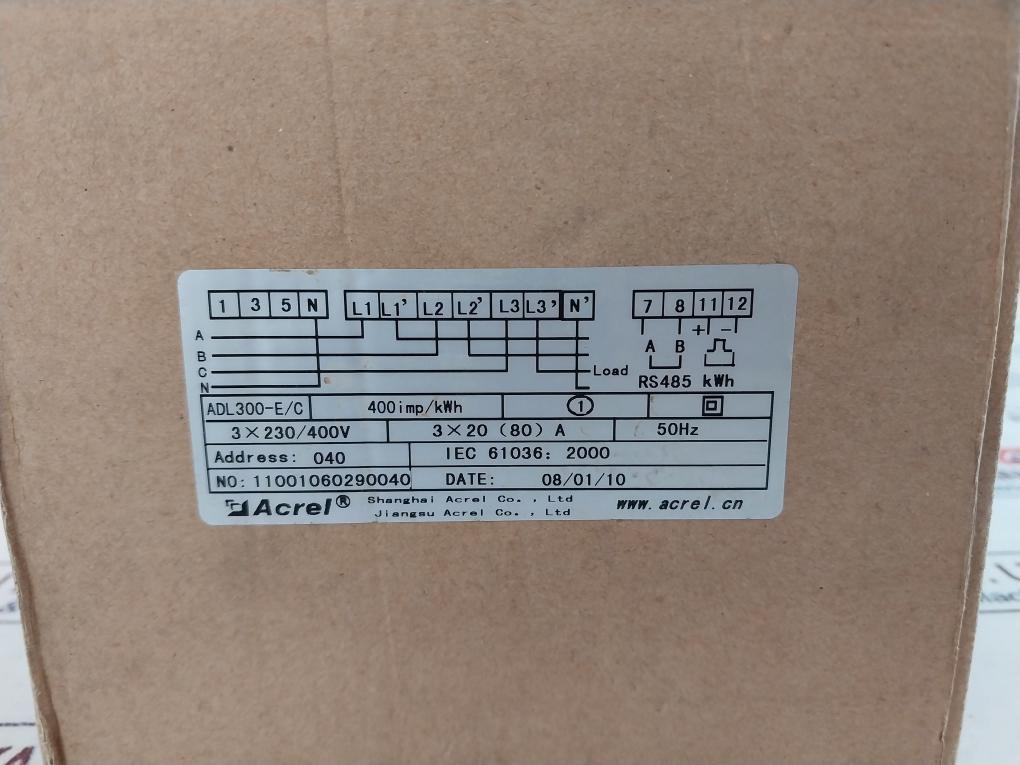 Acrel Adl300 Three Phase Kwh Meter 400 Imp/Kwh