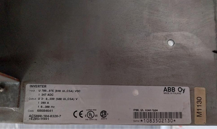 Acs800-104-0320-7+E205+V991 Inverter 709...976 Vdc (848 Vdc Ul/Csa) Abb
