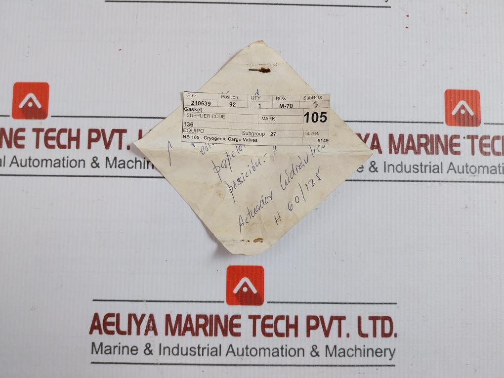 Actuator Gasket For Cryogenic Cargo Valve King Paper Oil 50 Gm