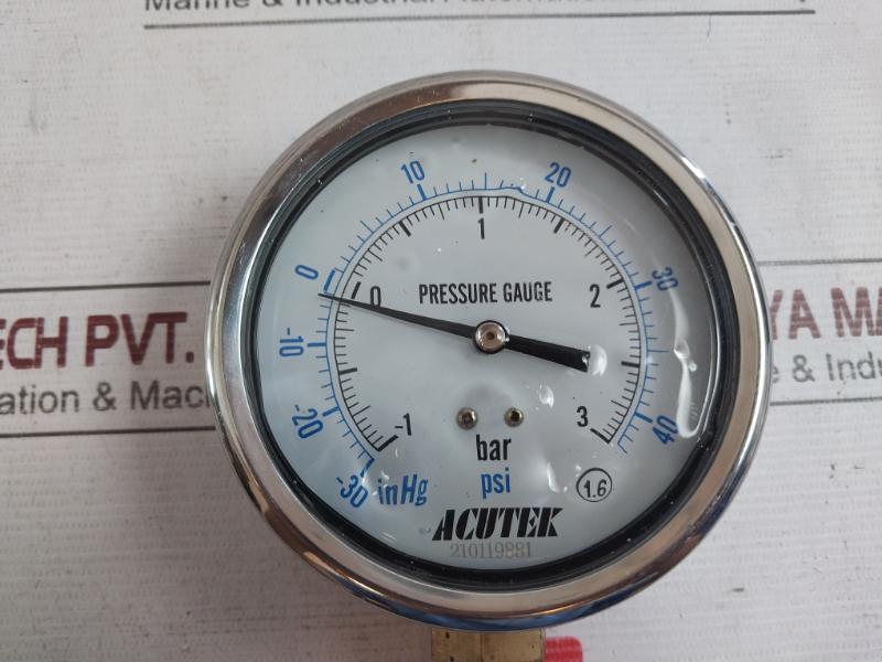 Acutek -1 To 3 Bar Pressure Gauge 210119881