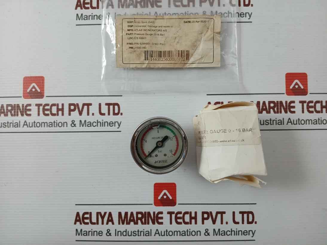 Acutek 62M4001 Pressure Gauge 0-16 Bar