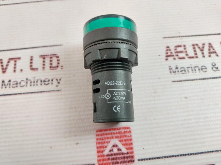 Lot of 2X AD22-22D/S Green Indicator Pilot Lamp AC220V