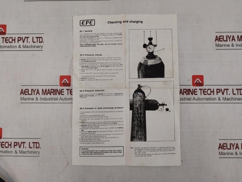 Adami Pc 250/60D-no Accumulator Charging Set 0-250 Bar 0-3500 Psi (Incomplete)