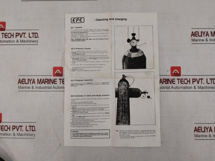 Adami Pc 250/60D-no Accumulator Charging Set 0-250 Bar 0-3500 Psi (Incomplete)