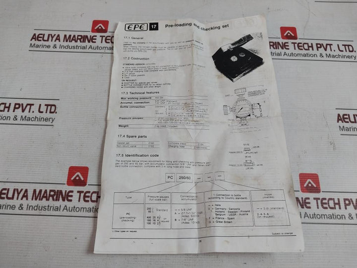 Adami Pc 250/60D-no Accumulator Charging Set 10003992 400Bar 0-800Psi 0-60 Bar